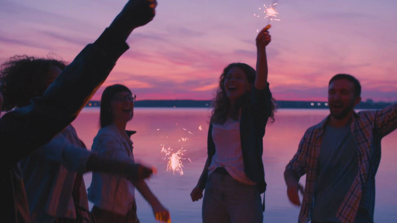 Sparklers lighting up as the evening ends